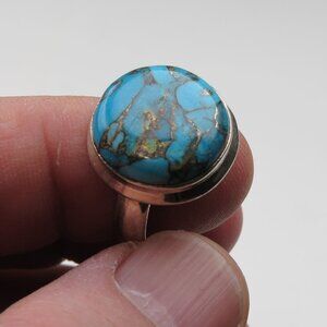 $350 Sterling Silver Copper Turquoise Ring